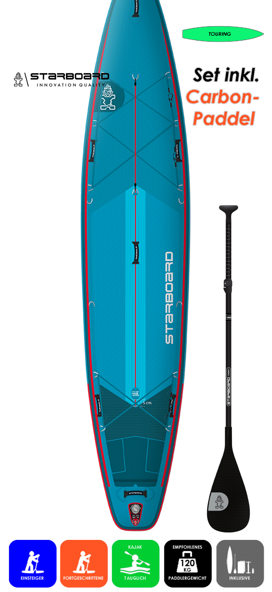Starboard Touring 14.0x32 mit Enduro Carbon Paddel