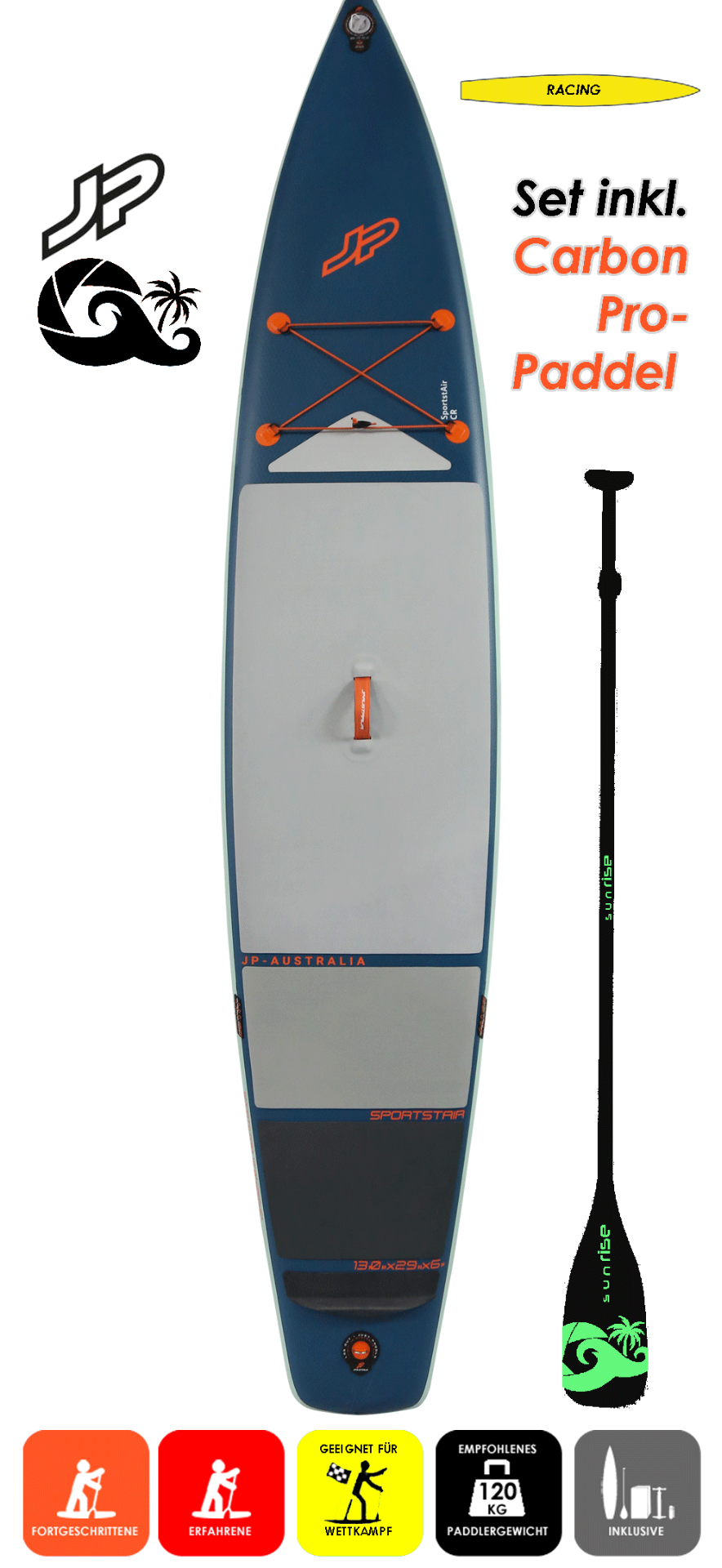 JP AUSTRALIA Sports Air 13.0x29 CR mit Carbon Pro 91 Paddel