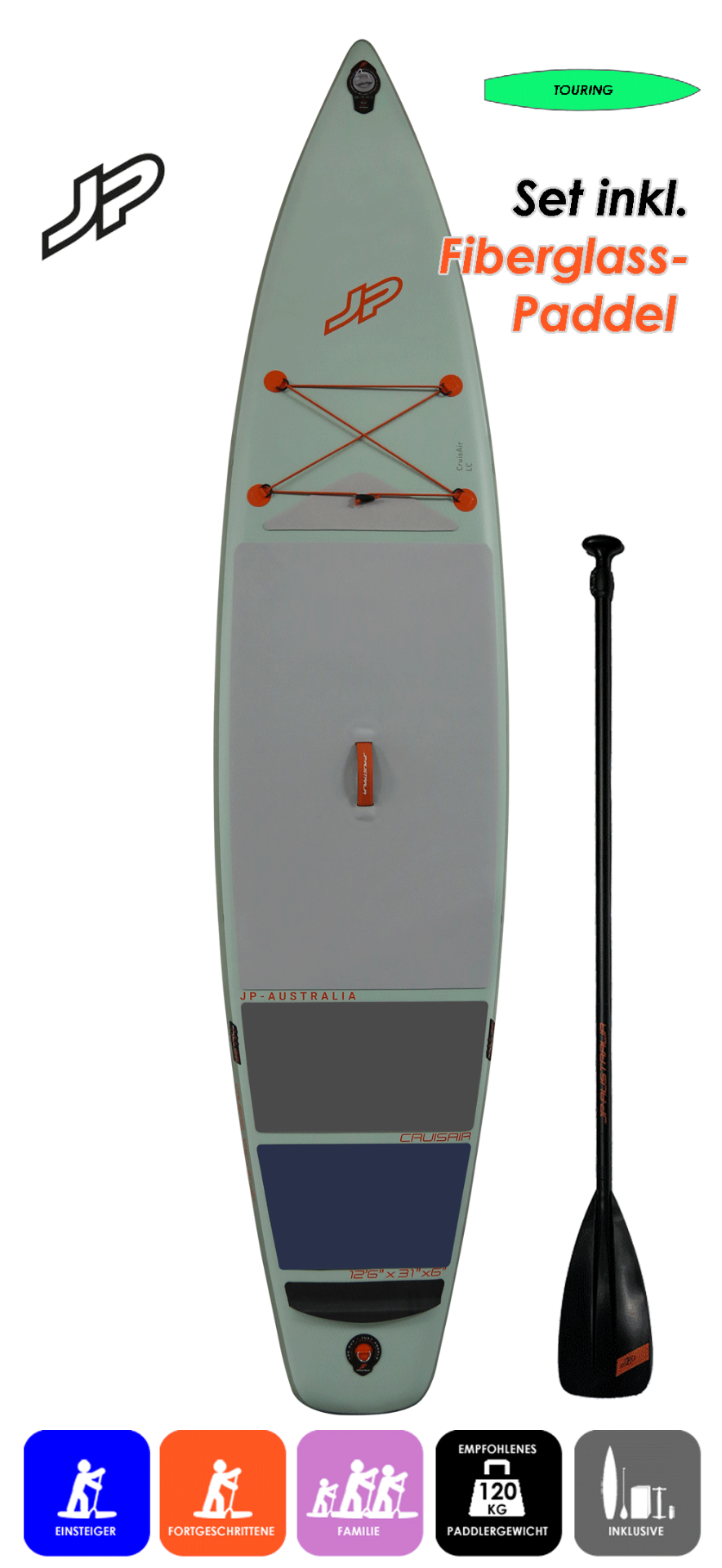 JP AUSTRALIA Cruis Air 12.6x31 LC mit Glass Nylon 88 Paddel