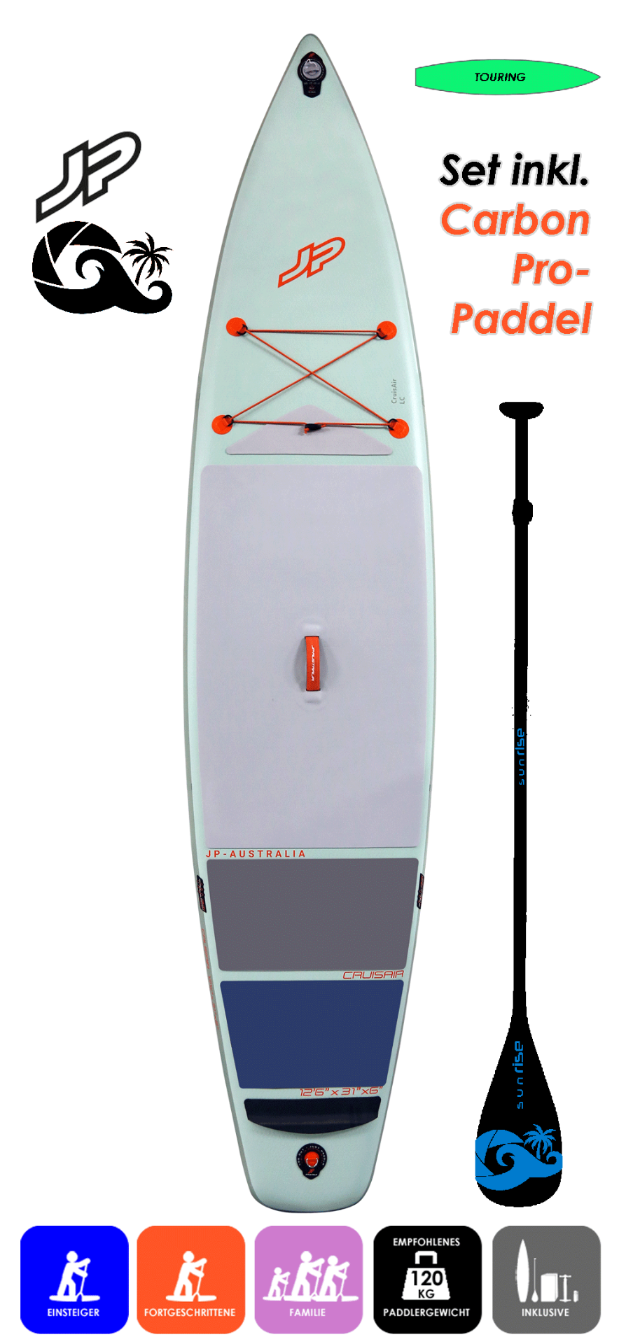 JP AUSTRALIA Cruis Air 12.6x31 LC mit Enduro Carbon Pro 94 Paddel