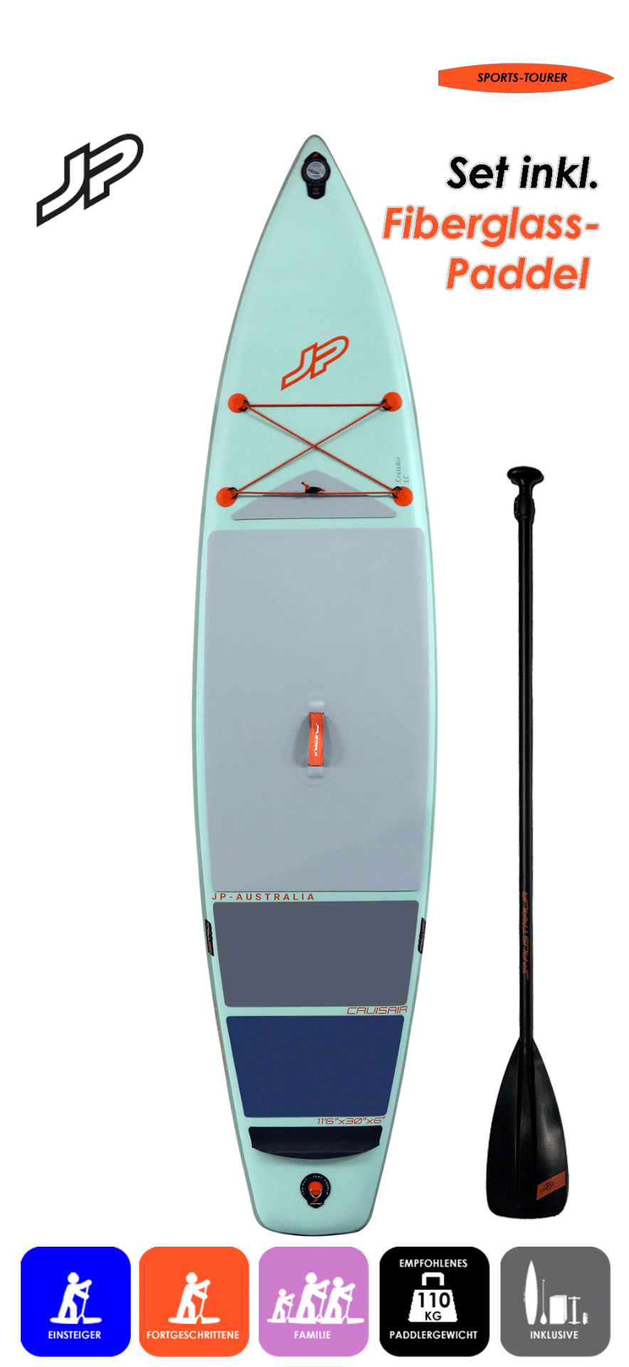 JP AUSTRALIA Cruis Air 11.6x30 LC mit Glass Nylon Paddel