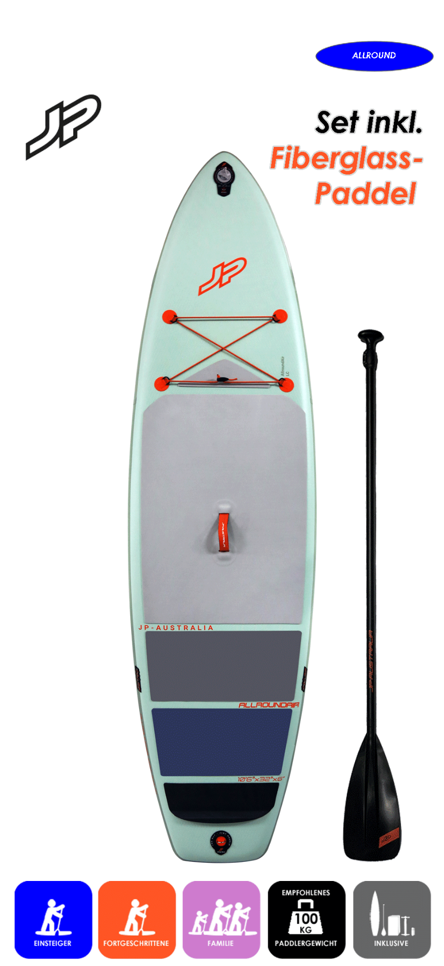 JP AUSTRALIA Allround Air 10.6x32 LC mit Fiberglass Paddel