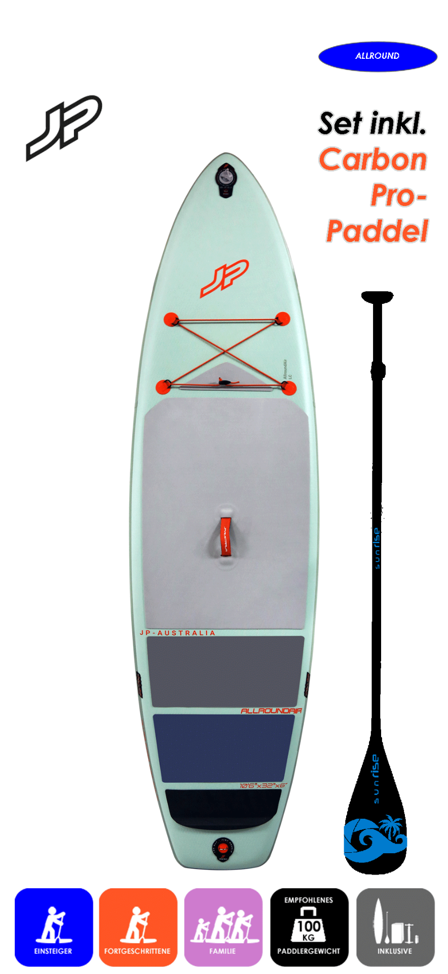 JP AUSTRALIA Allround Air 10.6x32 LC mit Enduro Carbon Pro Paddel