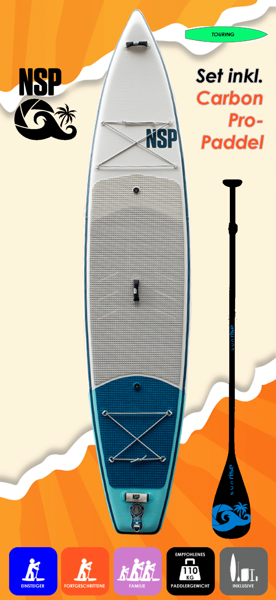 NSP Tourer LT 12.6x32 mit Enduro Carbon Pro 94 Paddel