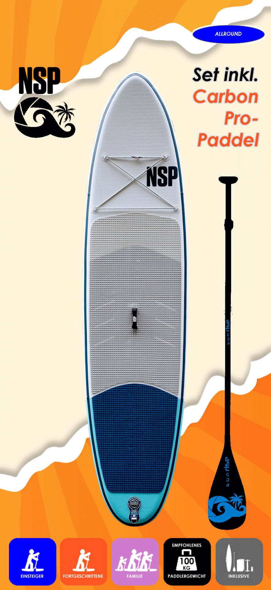 NSP Cruiser LT 11.0x32 mit Carbon Pro 94 Paddel