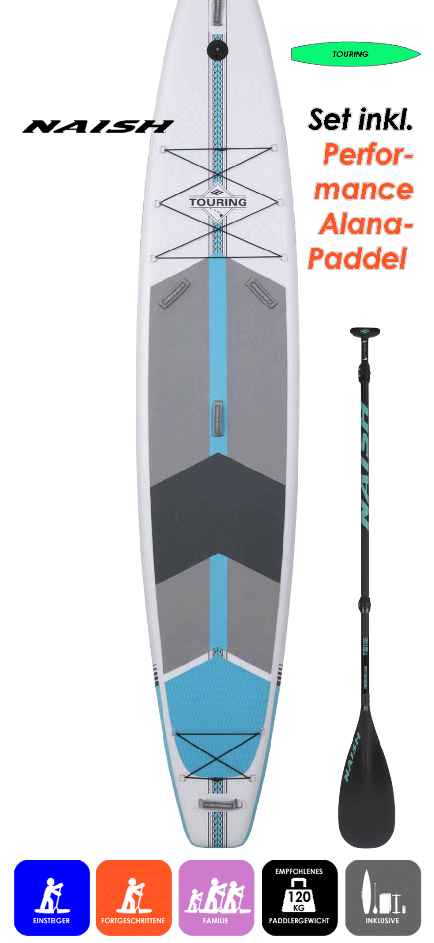 Naish Touring 14.0x30 mit Performance Alana Paddel